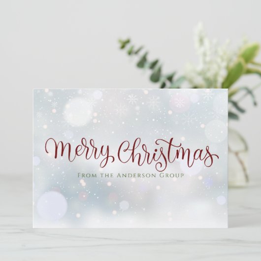 Merry kerstsnow Corporate Logo Feestdagenkaart (Staand voorkant)