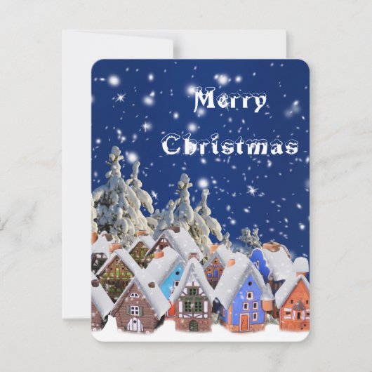 Merry kerstsnow Village Personalized Greeting Feestdagenkaart (Voorkant)
