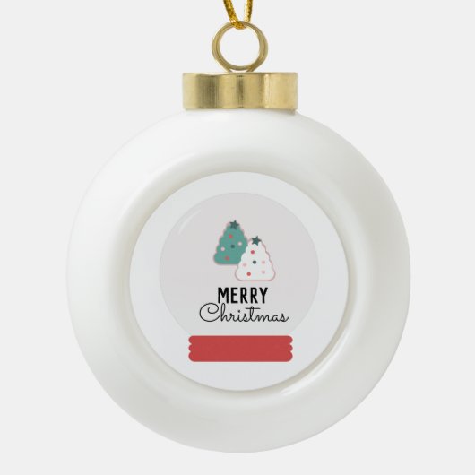 Merry kerstsnow Wereldbol Cookie Keramische Bal Ornament (Voorkant)