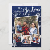 Merry kerstsnowflake 4 Foto's Collage Rustic Kaart (Voorkant)