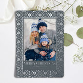Merry Kerstsnowflake Elegant Silver 1 Foto Folie Feestdagenkaart