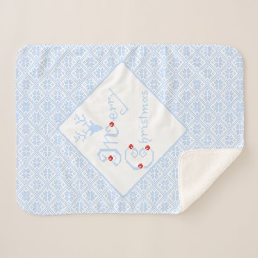 Merry Kerstsnowflake Patronen Sherpa Deken (Voorkant (horizontaal))