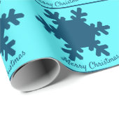 Merry Kerstsnowflake Pattern Blue Cute Trendy Cadeaupapier (Rol Hoek)