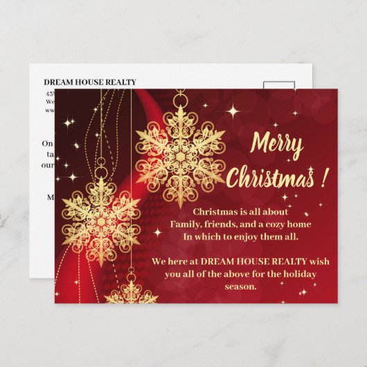 Merry kerstsnowflake Real Estate Feestdagenkaart (Voorkant / Achterkant)