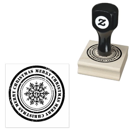 Merry Kerstsnowflake Rubberstempel (Gestempeld)
