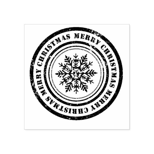 Merry Kerstsnowflake Rubberstempel (Afrduk)