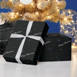 Merry Kerstsnowflakes Black Cadeaupapier