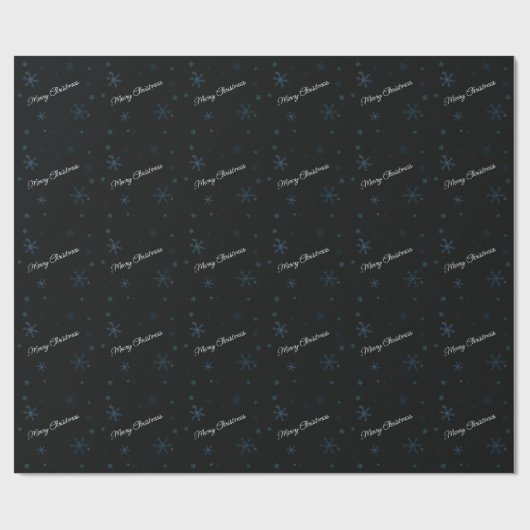 Merry Kerstsnowflakes Black Cadeaupapier (Vlak)
