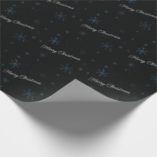 Merry Kerstsnowflakes Black Cadeaupapier (Hoek)