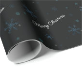 Merry Kerstsnowflakes Black Cadeaupapier (Rol Hoek)