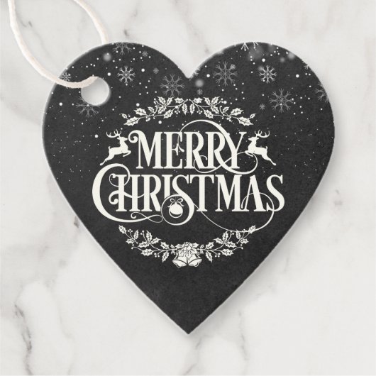 Merry Kerstsnowflakes Boho Chalkboard Bedankjes Labels (Voorkant)