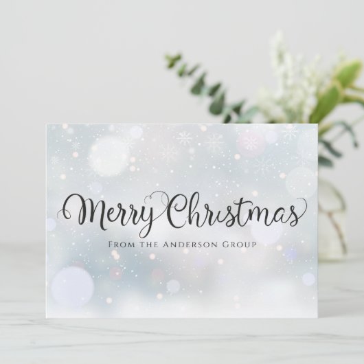 Merry kerstsnowflakes Corporate Business Logo Feestdagenkaart (Staand voorkant)