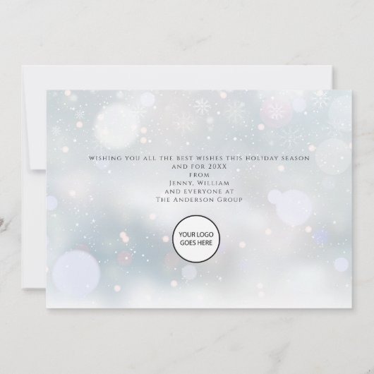 Merry kerstsnowflakes Corporate Business Logo Feestdagenkaart (Achterkant)
