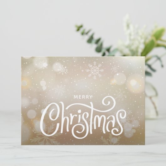 Merry Kerstsnowflakes Flat Feestdagenkaart (Staand voorkant)