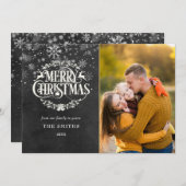 Merry Kerstsnowflakes Foto Boho Chalkboard Feestdagenkaart (Voorkant / Achterkant)