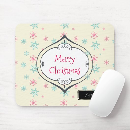 Merry kerstsnowflakes Gepersonaliseerd Muismat (Met muis)
