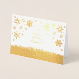 Merry kerstsnowflakes Gold Folie Kaarten