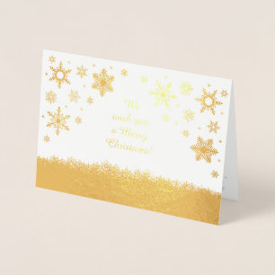 Merry kerstsnowflakes Gold Folie Kaarten