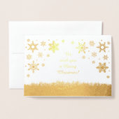 Merry kerstsnowflakes Gold Folie Kaarten (Voorkant met envelop)