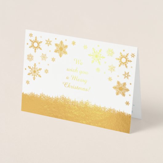 Merry kerstsnowflakes Gold Folie Kaarten (Voorkant)