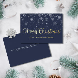 Merry kerstsnowflakes Kantoor Business Gold Folie Feestdagenkaart