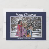 Merry Kerstsnowflakes Navy Blue Photo Lijst Feestdagenkaart (Voorkant)