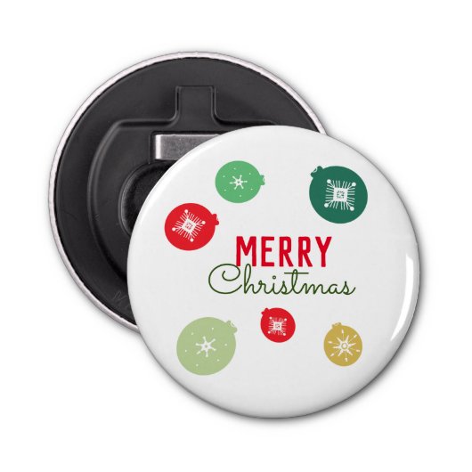 Merry Kerstsnowflakes Ornament Button Flesopener (Voorkant)