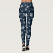 Merry Kerstsnowflakes Pattern Blue Leggings (Achterkant)
