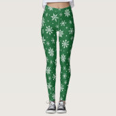 Merry Kerstsnowflakes Pattern Green Leggings (Voorkant)