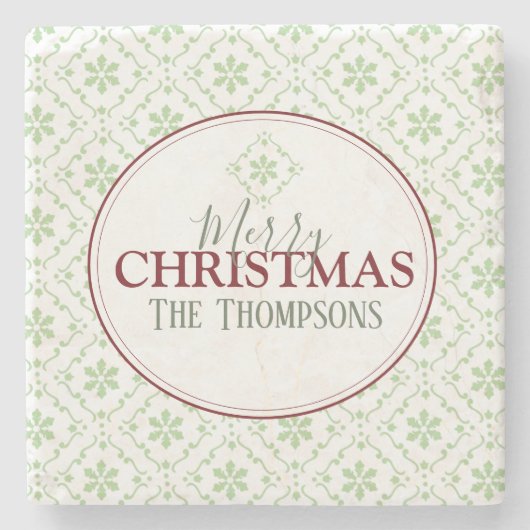 Merry Kerstsnowflakes Trendy Holiday Naam Stenen Onderzetter (Voorkant)