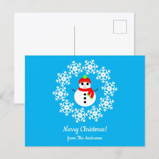 Merry kerstsnowman Briefkaart (Voorkant / Achterkant)