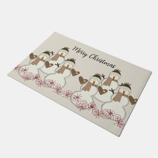 Merry Kerstsnowman Matt Doormat Deurmat (Schuin)