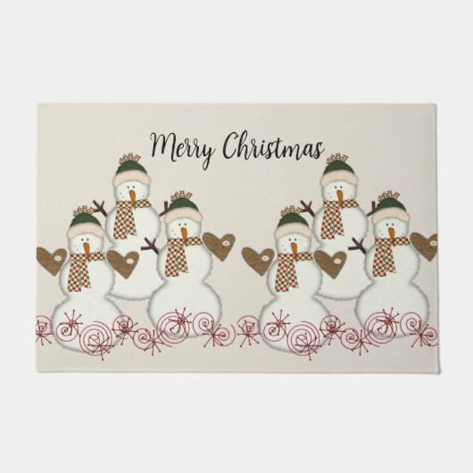 Merry Kerstsnowman Matt Doormat Deurmat (Voorkant)