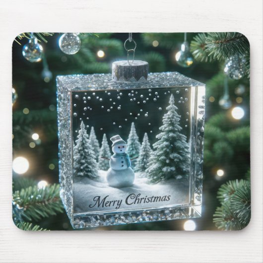 Merry kerstsnowman Ornament Muismat (Voorkant)