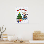 Merry kerstsnowman Poster (Keuken)