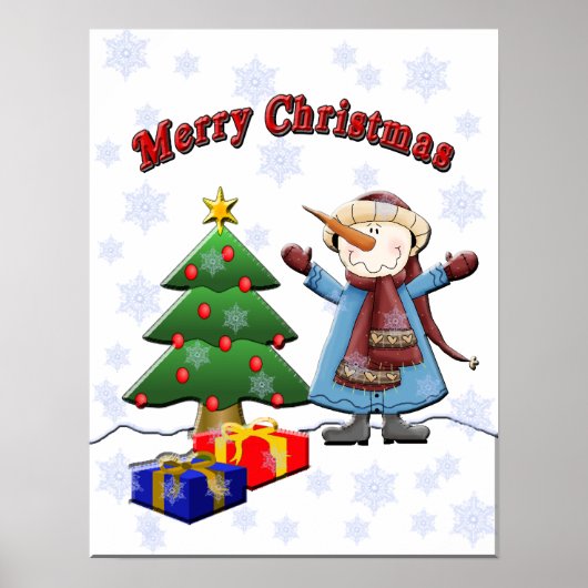 Merry kerstsnowman Poster (Voorkant)