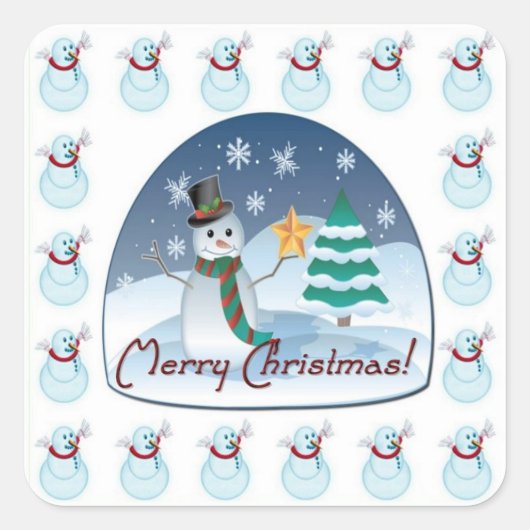 Merry Kerstsnowman Stickers (Voorkant)