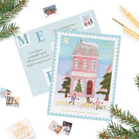 Merry kerstsnowy Festive House Postage Stempel