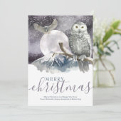 Merry Kerstsnowy Owl Gepersonaliseerd Feestdagenkaart (Staand voorkant)