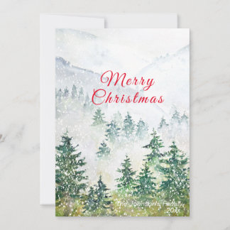 Merry-kerstsnowy-pijnboomkaart Kaart