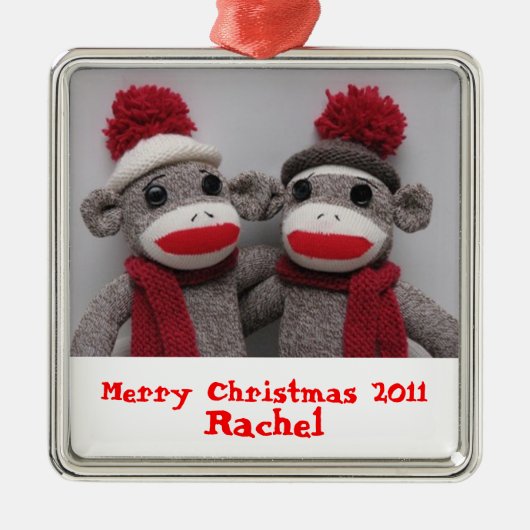 Merry KerstSock Monkey Ornament (Voorkant)