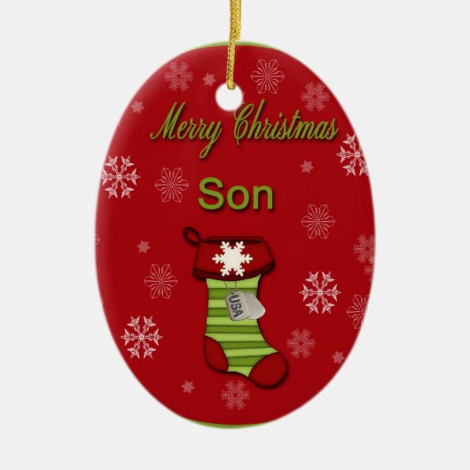 Merry KerstSon Keramisch Ornament (Voorkant)