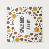 Merry kerstspecices patroon wandkleed (Voorkant (horizontaal))