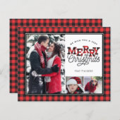 MERRY-kerstspelbudget 3-Photo Holiday Card (Voorkant / Achterkant)