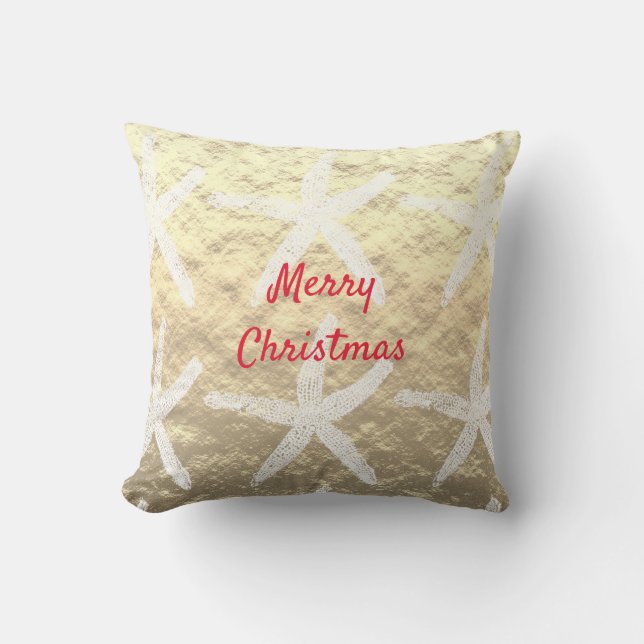 Merry Kerststaarvis Pattern Golden Foil Beach Buitenkussen (Voorkant)