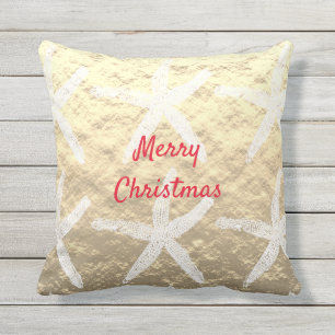 Merry Kerststaarvis Pattern Golden Foil Beach Buitenkussen