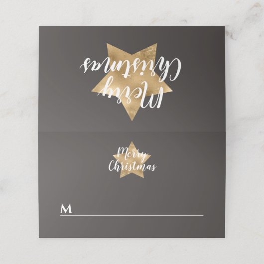 Merry kerstStar Brown Plaatskaartje (Buitenkant ongevouwen)