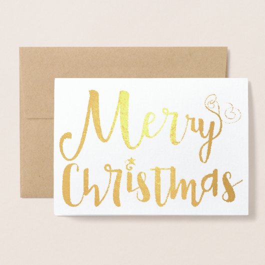Merry kerstStar Holiday Typografie Gold Foil Folie Kaarten (Voorkant met envelop)
