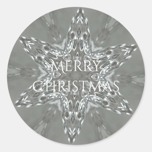 Merry kerstster Antiek Silver Grey Ronde Sticker (Voorkant)
