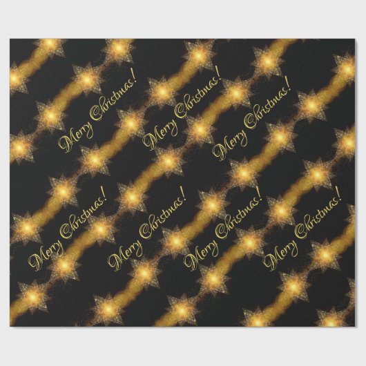 Merry Kerststerren Pattern Star Lights Elegant Cadeaupapier (Vlak)